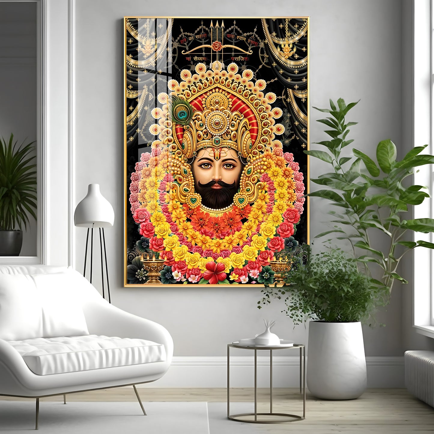 Majestic Shyam Baba Premium Acrylic Vertical Wall Art