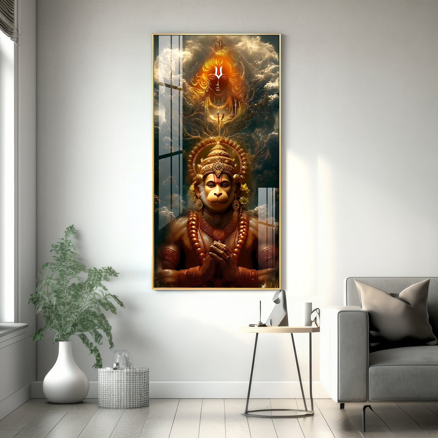 Sankatmochan Hanuman Premium Acrylic Vertical Wall Art