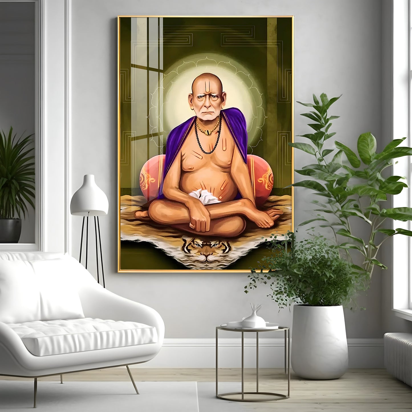 Contemplative Shri Swami Samartha Premium Vertical Acrylic Wall Art