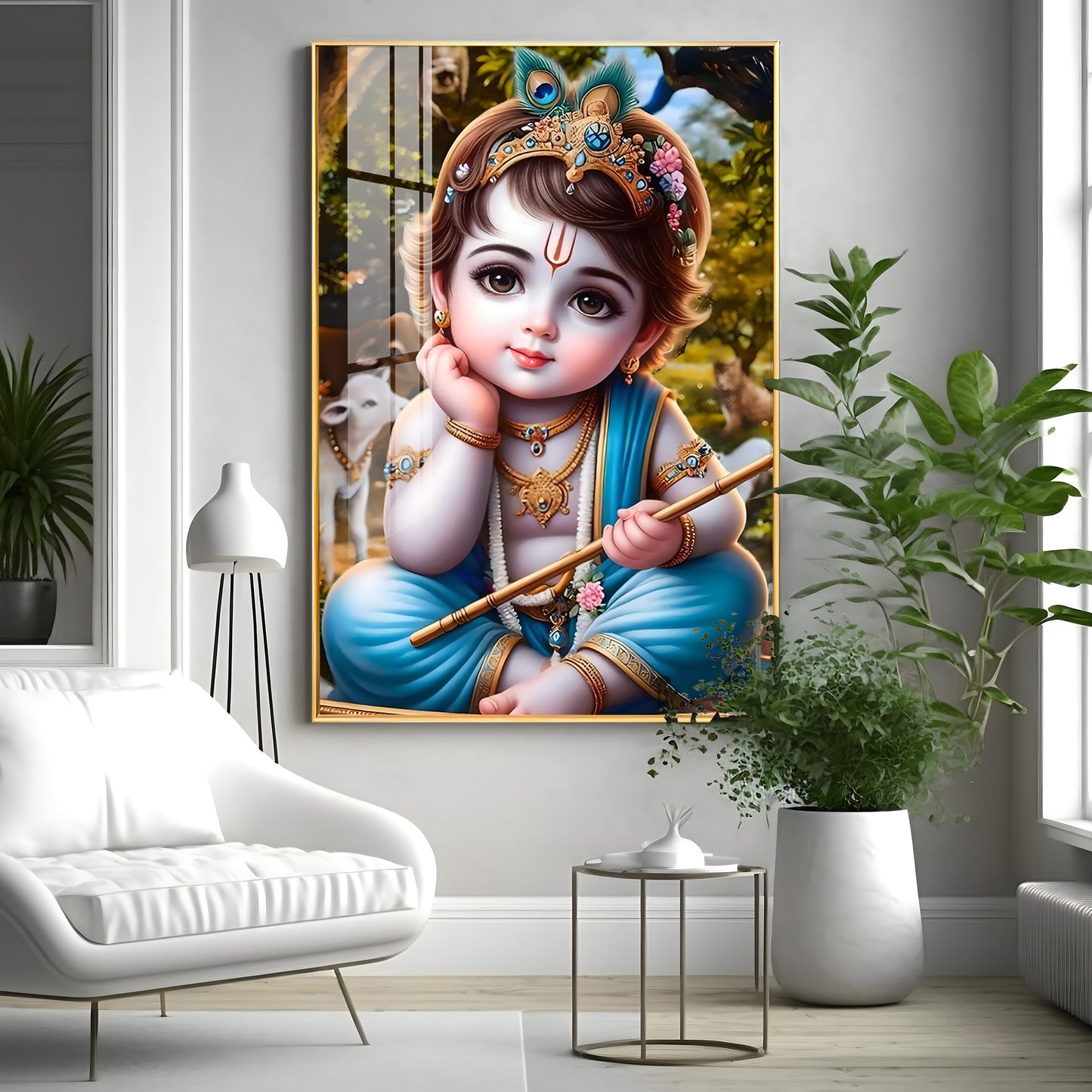 Little Krishna Reverberations Premium Vertical Acrylic Wall Art