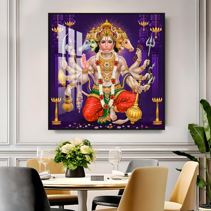 Divine Serenity Of Hanuman Premium Acrylic Square Wall Art