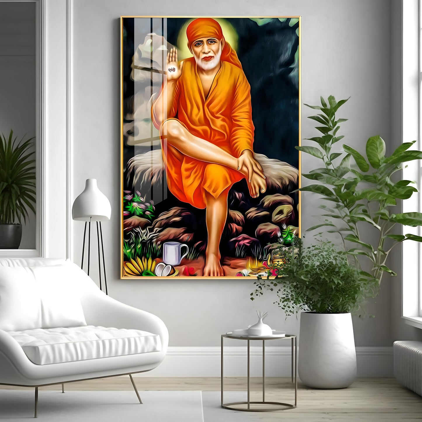 Sri Sai in Tranquil Premium Vertical Acrylic Wall Art