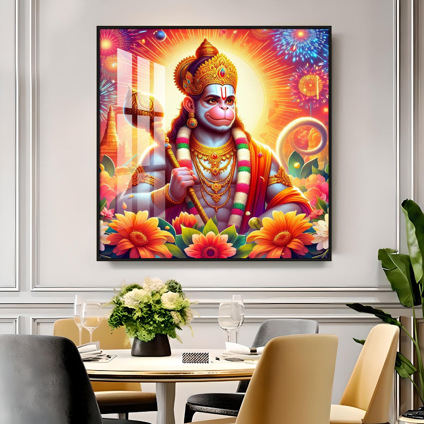 Jai Hanuman Premium Acrylic Square Wall Art