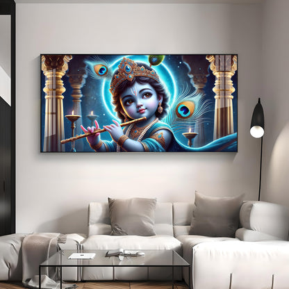 Little Krishna Blessing Premium Acrylic Horizontal Wall Art