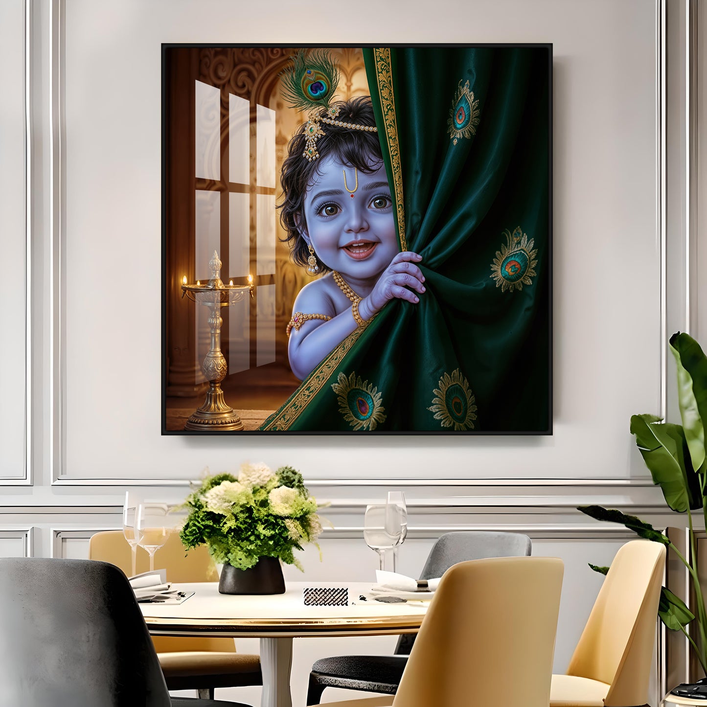 Little Lord kanha Premium Acrylic Square Wall Art