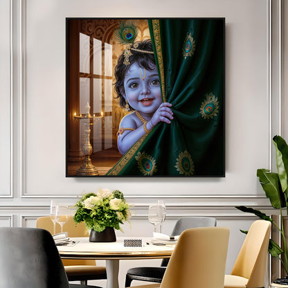 Little Lord kanha Premium Acrylic Square Wall Art