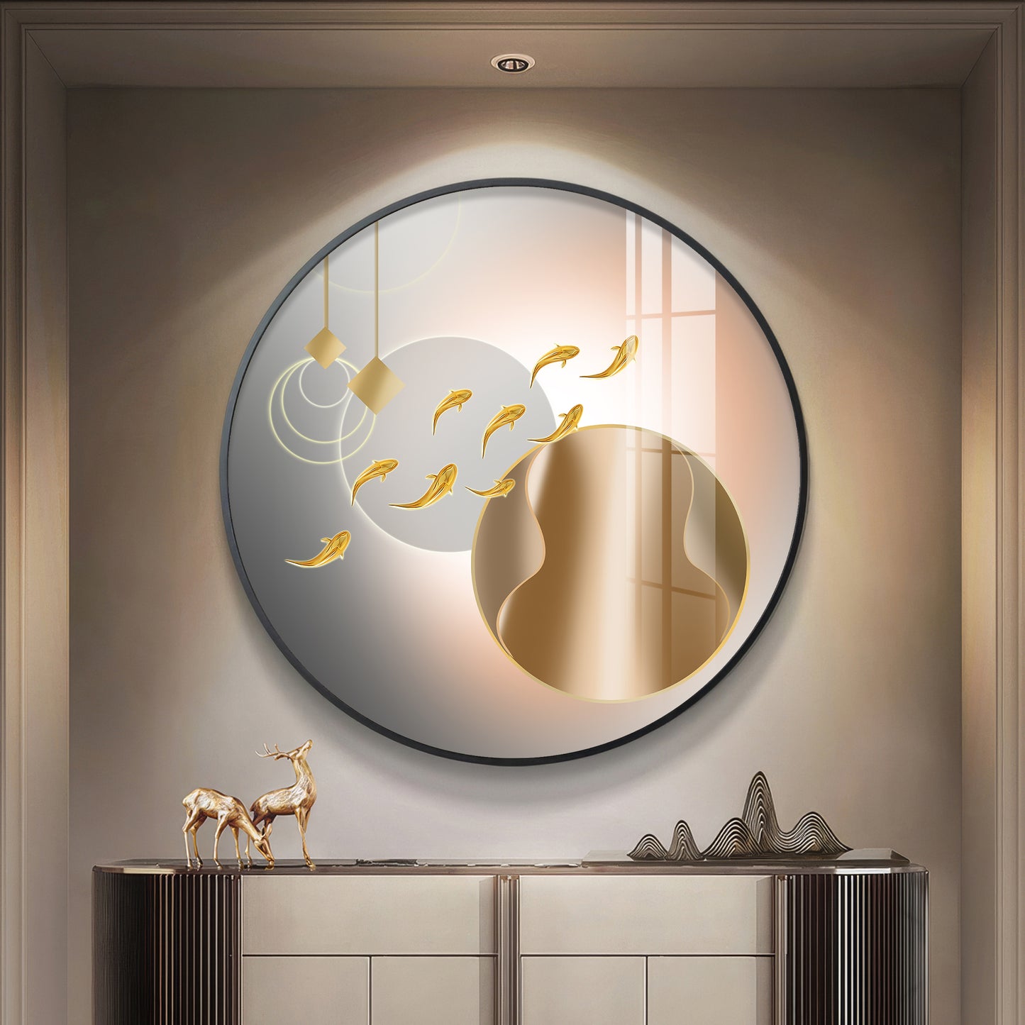 Circle of Fins Premium Acrylic Round Wall Art