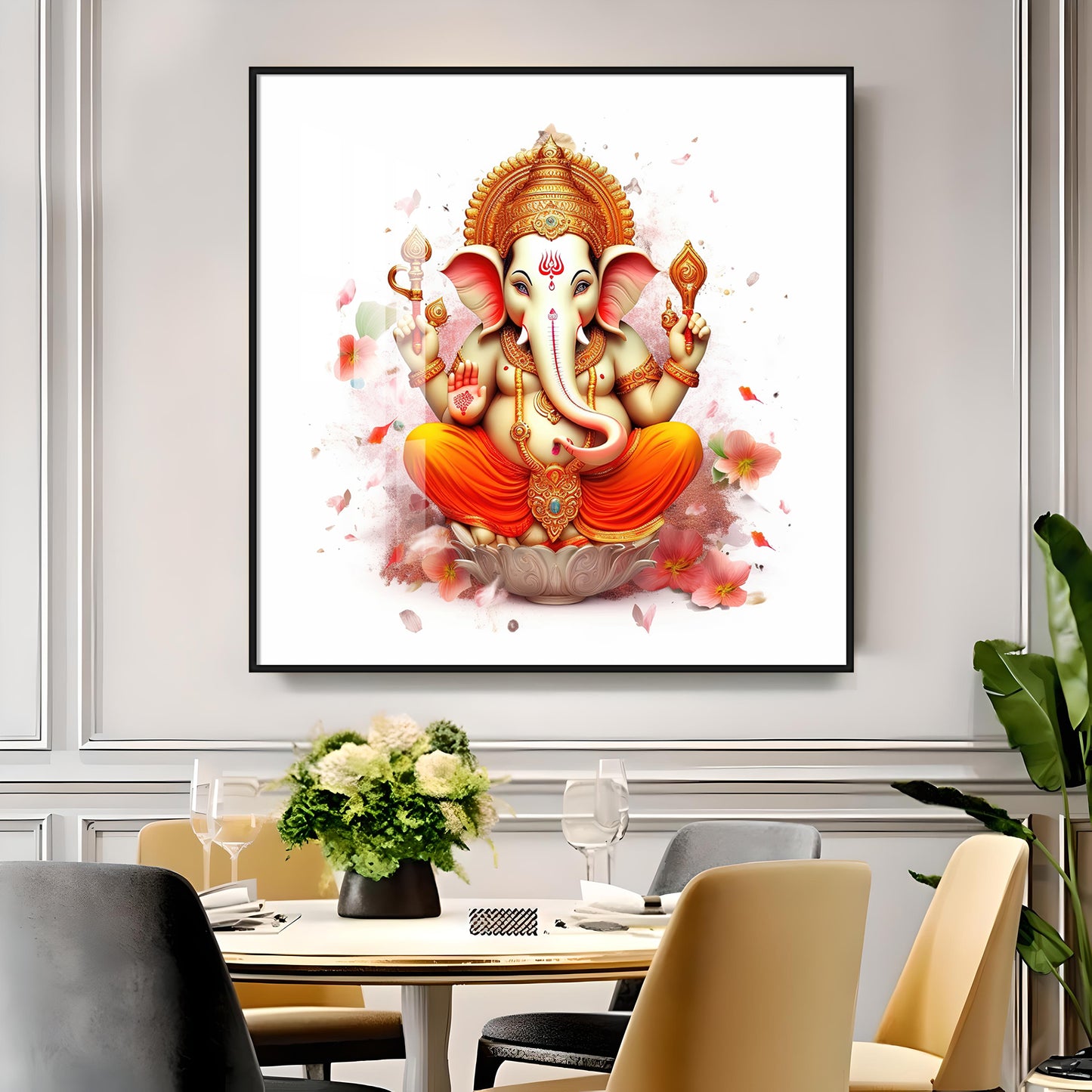 Shiv Putra Ganesh Premium Acrylic Square Wall Art