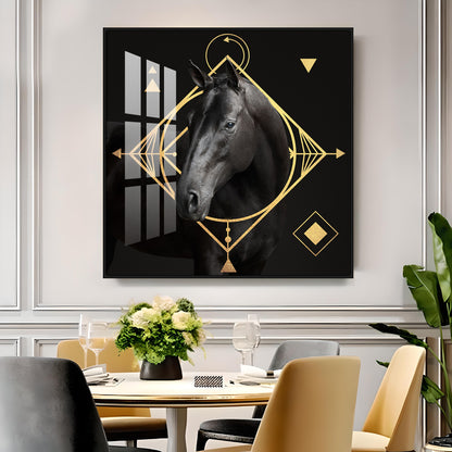 Gold Foil Horse Premium Acrylic Square Wall Art