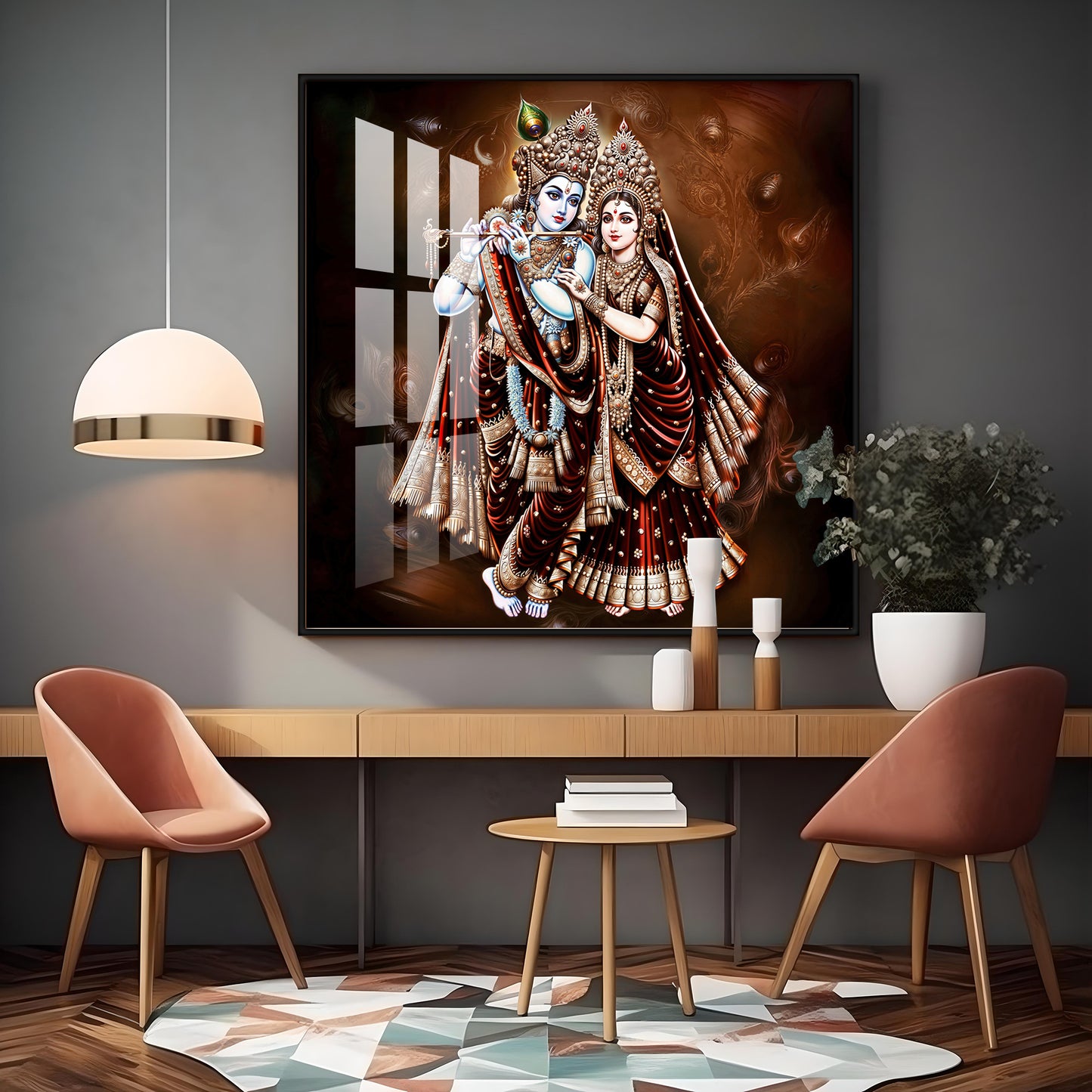 Beautiful Radha Krishna Premium Acrylic Square Wall Art