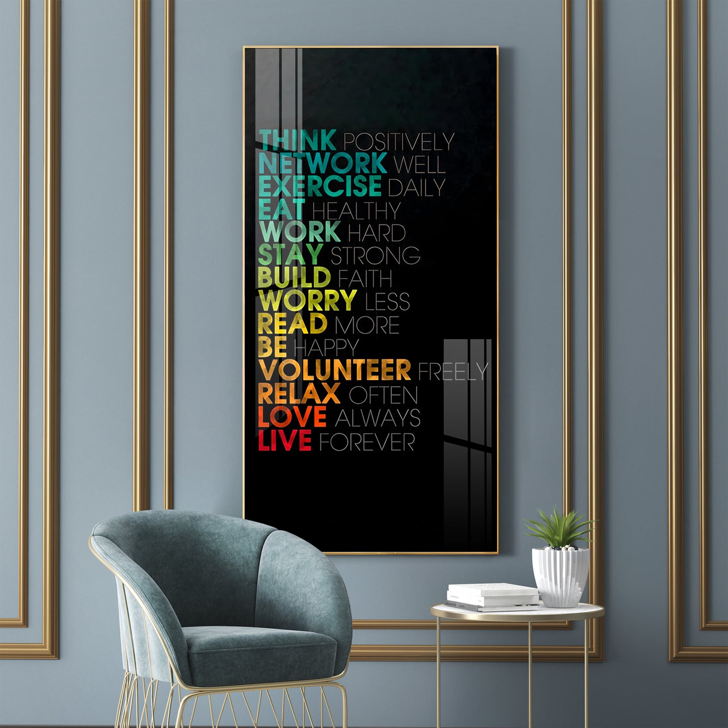 Think Positively Premium Acrylic Vertical Wall Art