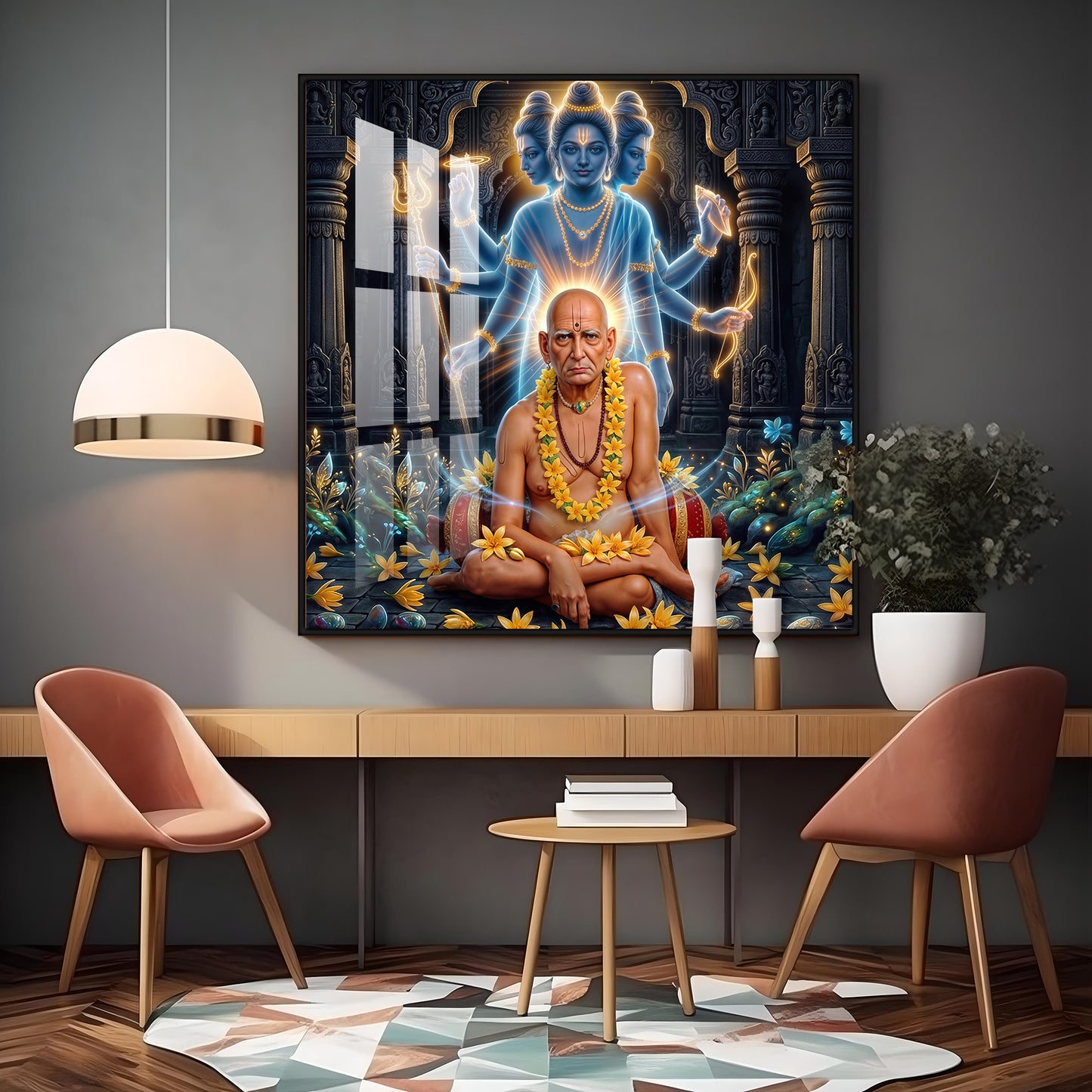 Divine Swami Samarth Premium Acrylic Square Wall Art