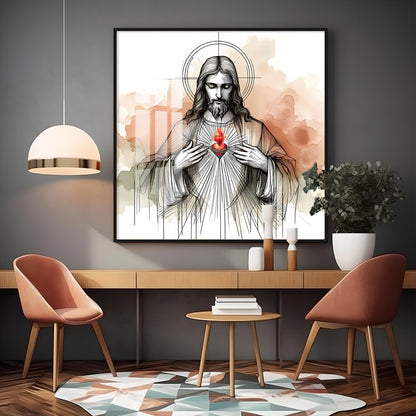 Sketch Spirit of Jesus Premium Acrylic Square Wall Art