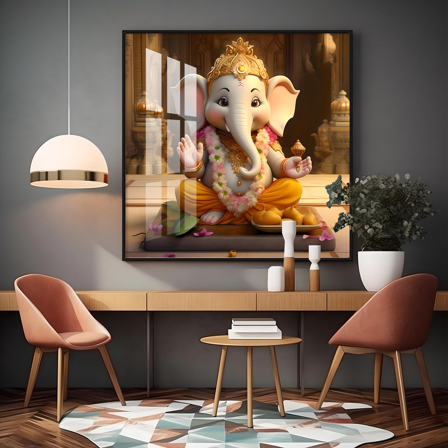 Bal Ganesh Premium Acrylic Square Wall Art