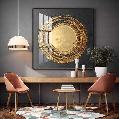 Retro Golden Circle Premium Acrylic Square Wall Art