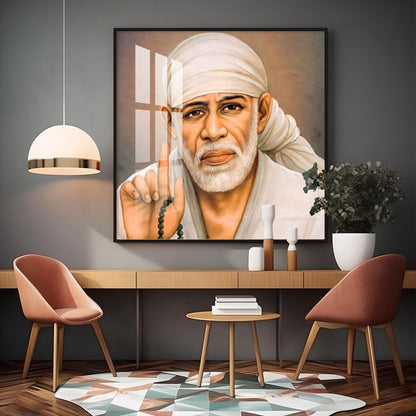 Om Sainath Premium Acrylic Square Wall Art