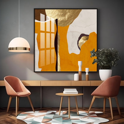 Modern Abstract Gold Luxury Interior Premium Acrylic Square Wall Art