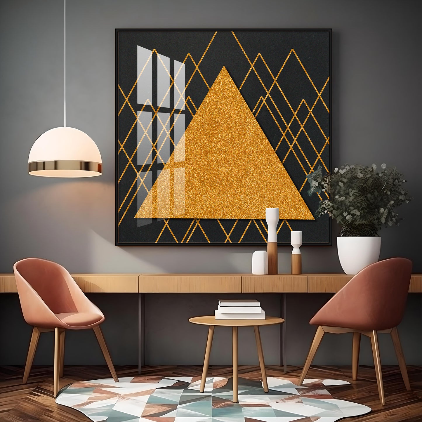 Abstract Geometric Figure Triangle Premium Acrylic Square Wall Art