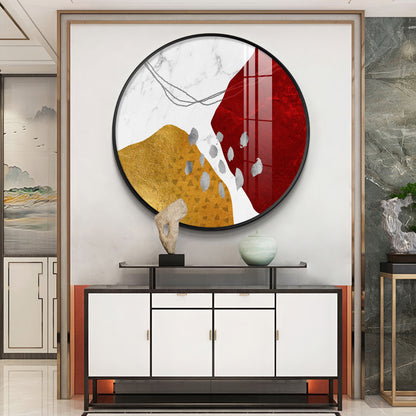 Crimson Elegance Premium Acrylic Round Wall Art