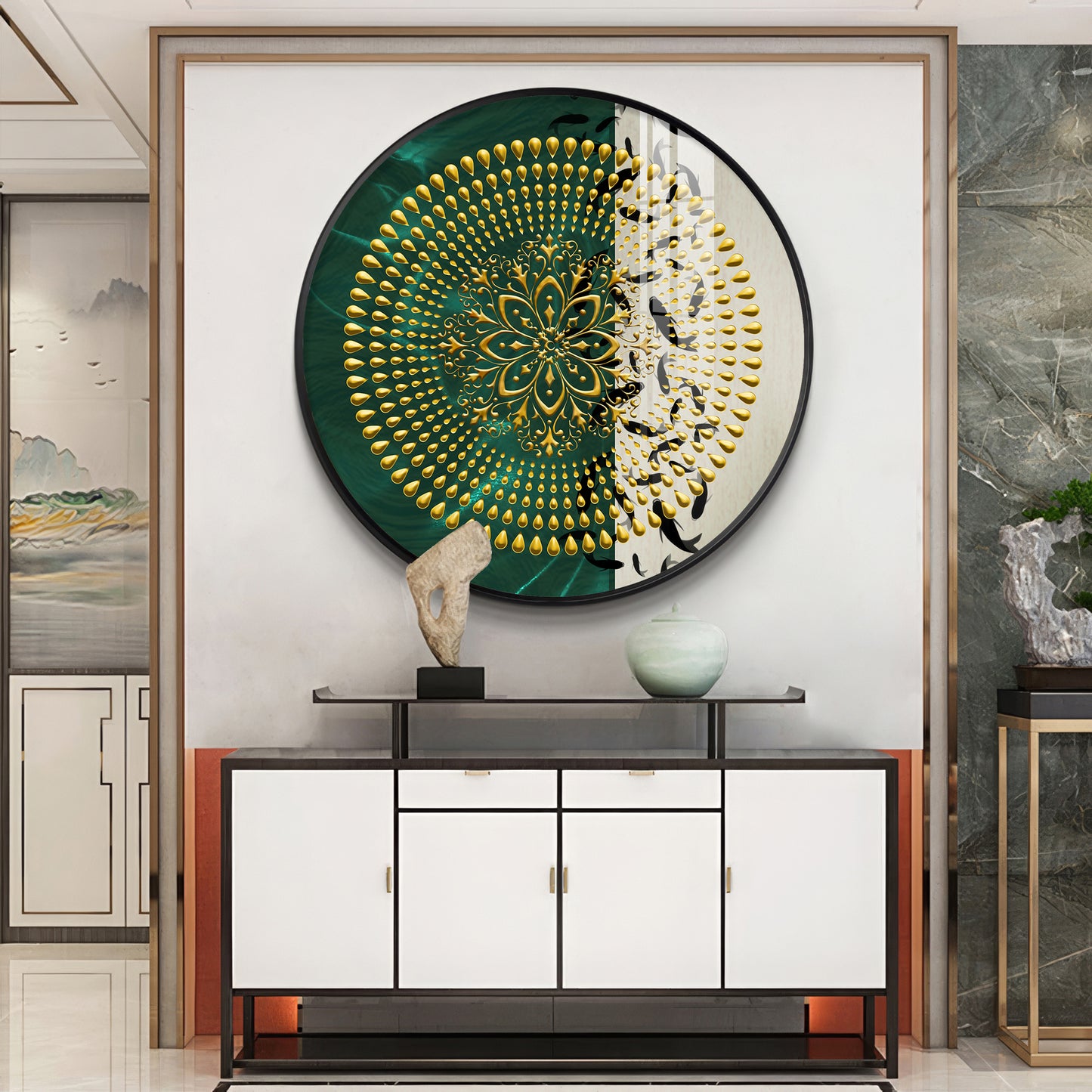 Golden Grove Premium Acrylic Round Wall Art