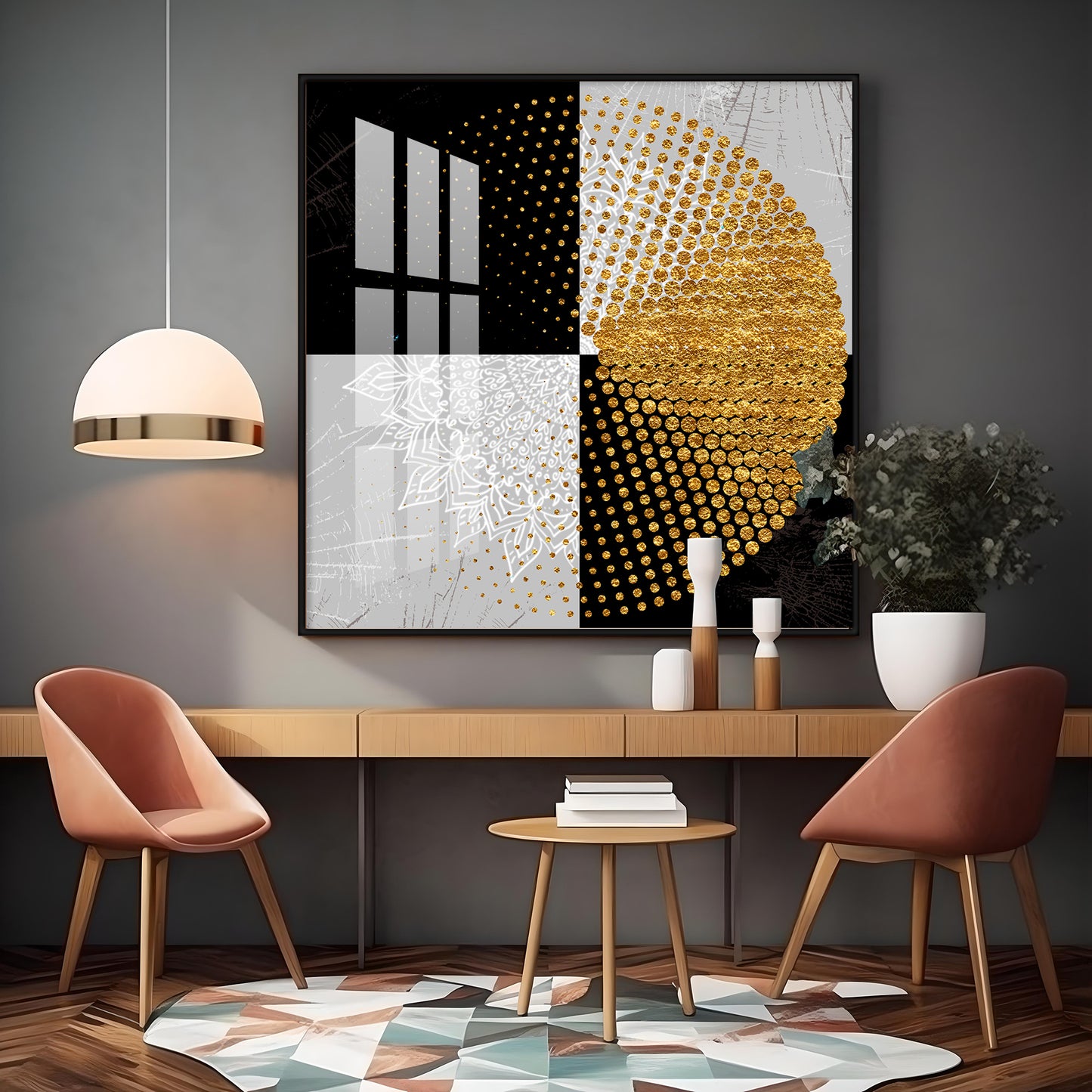 Moroccan Gold Premium Acrylic Square Wall Art