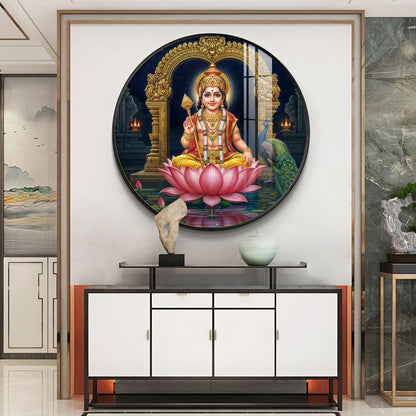Goddess Laxmi Blessing Premium Acrylic Round Wall Art