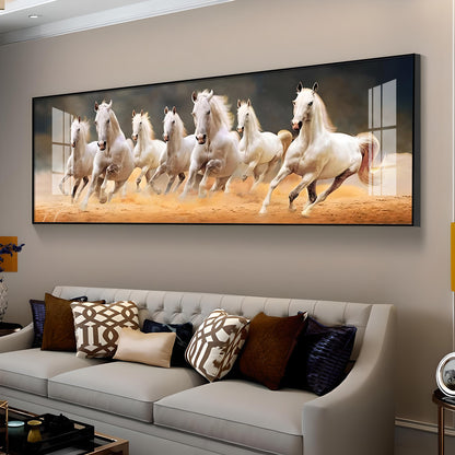 Seven Running Horses Premium Acrylic Horizontal Wall Art