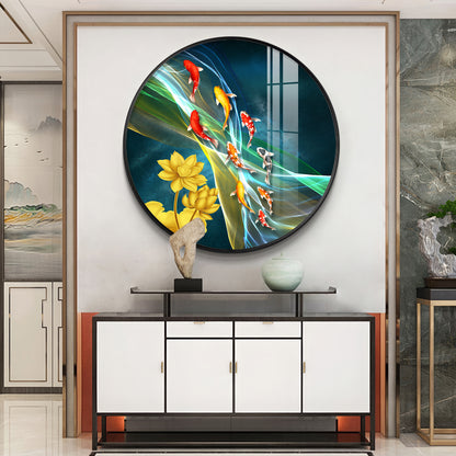 Aquatic Harmony Premium Acrylic Round Wall Art