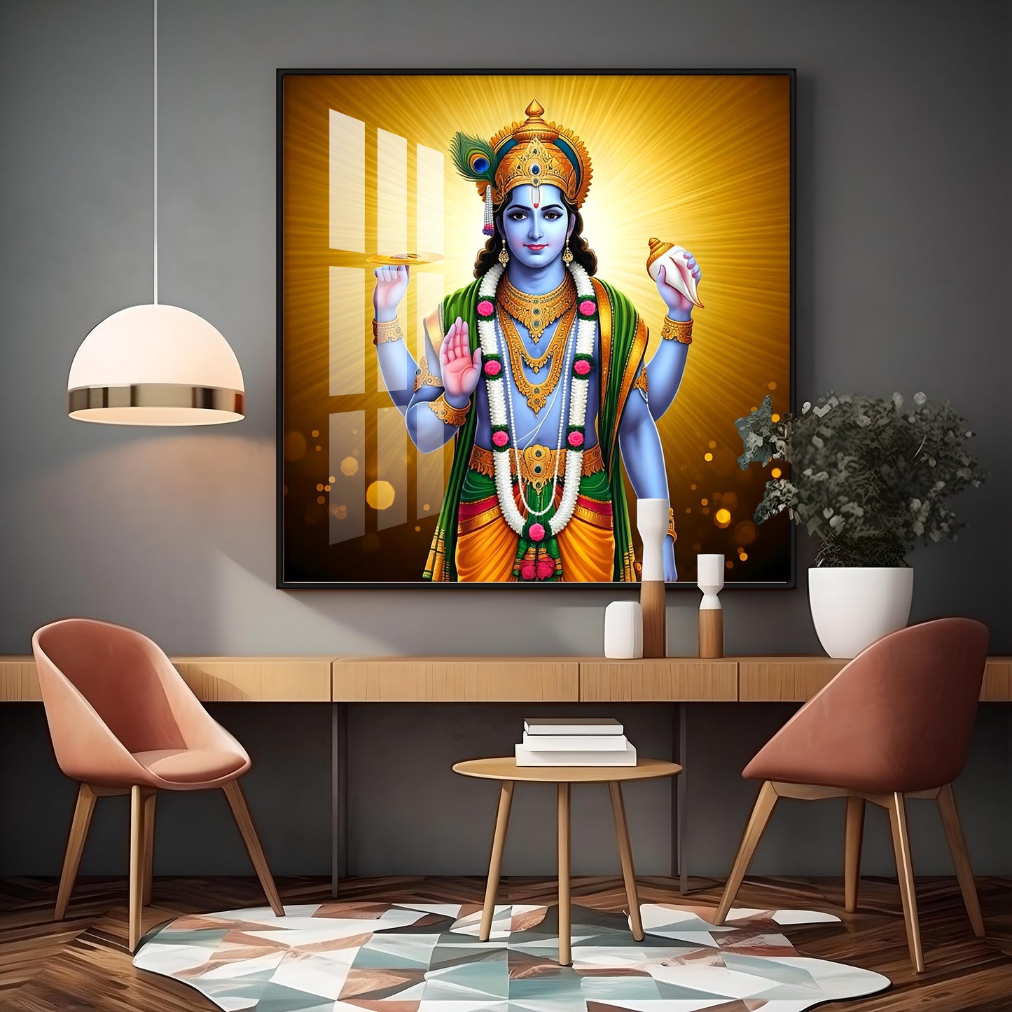 Ethereal Presence Of Lord Krishna Premium Acrylic Square Wall Art