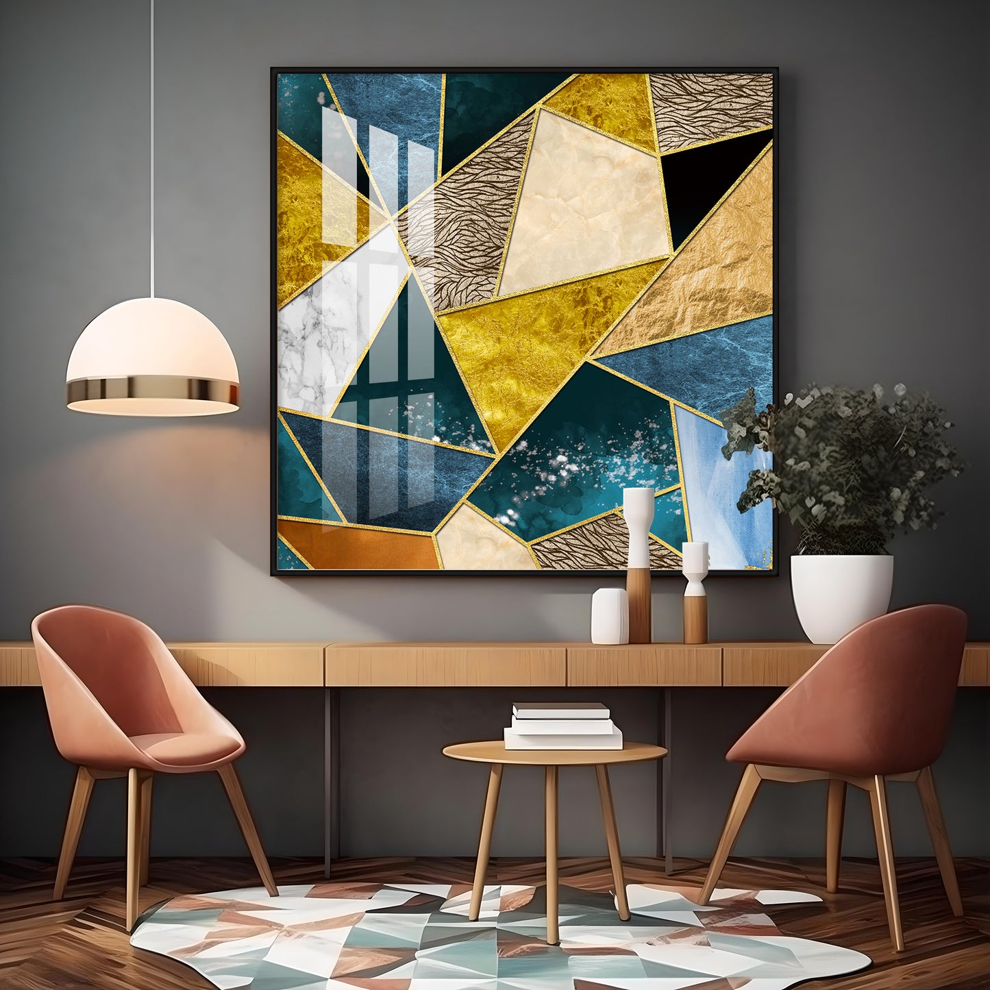 Abstract Colorful Patterns Premium Acrylic Square Wall Art