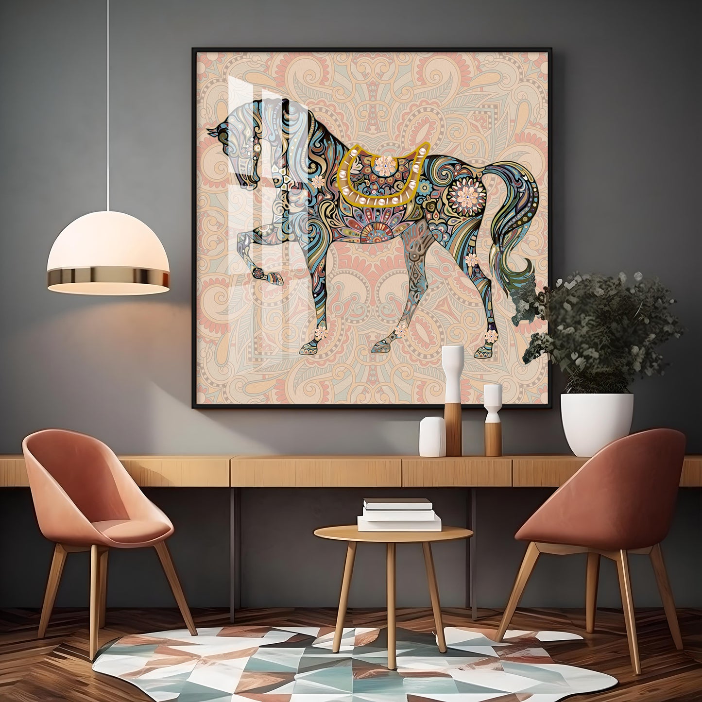 Traditional Horse Premium Acrylic Square Wall Art