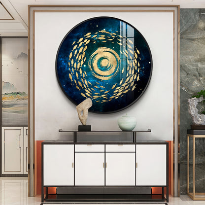 Fish Flow Mosaic Premium Acrylic Round Wall Art
