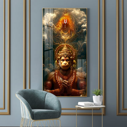 Sankatmochan Hanuman Premium Acrylic Vertical Wall Art