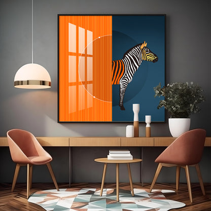 Zebra Abstract Geometric Premium Acrylic Square Wall Art