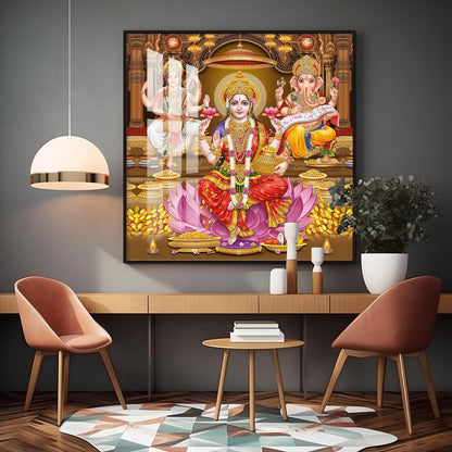 Enchanted Laxmi Ji Divinity Premium Acrylic Square Wall Art