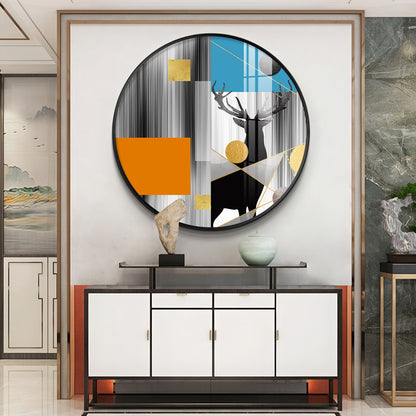 Circular Deer Premium Acrylic Round Wall Art