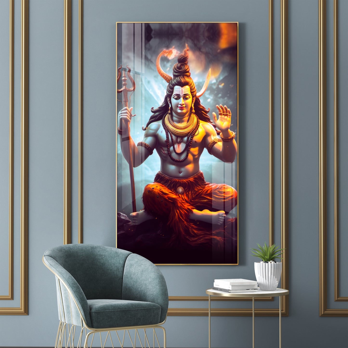 Har Har Mahadev Premium Acrylic Vertical Wall Art