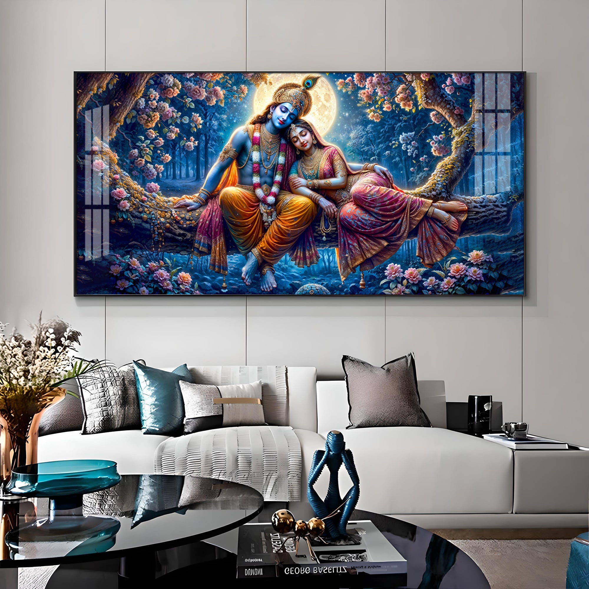 Krishna and His Beloved Premium Acrylic Horizontal Wall Art