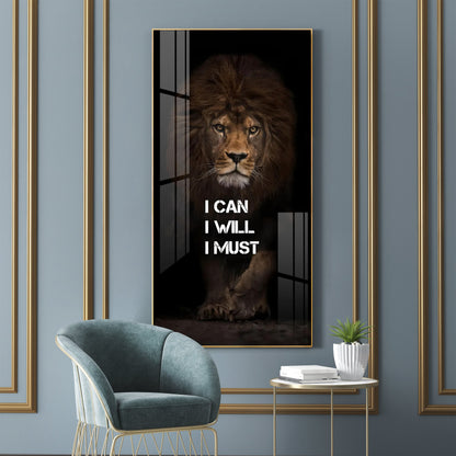 Be Like a Lion Premium Acrylic Vertical Wall Art - 30X16 inches / Gold