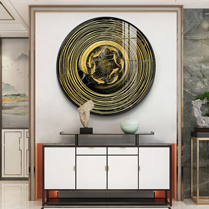 Koi In Spiral Premium Acrylic Round Wall Art