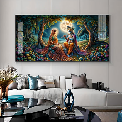 Krishna Radha Colorful Painting Premium Acrylic Horizontal Wall Art