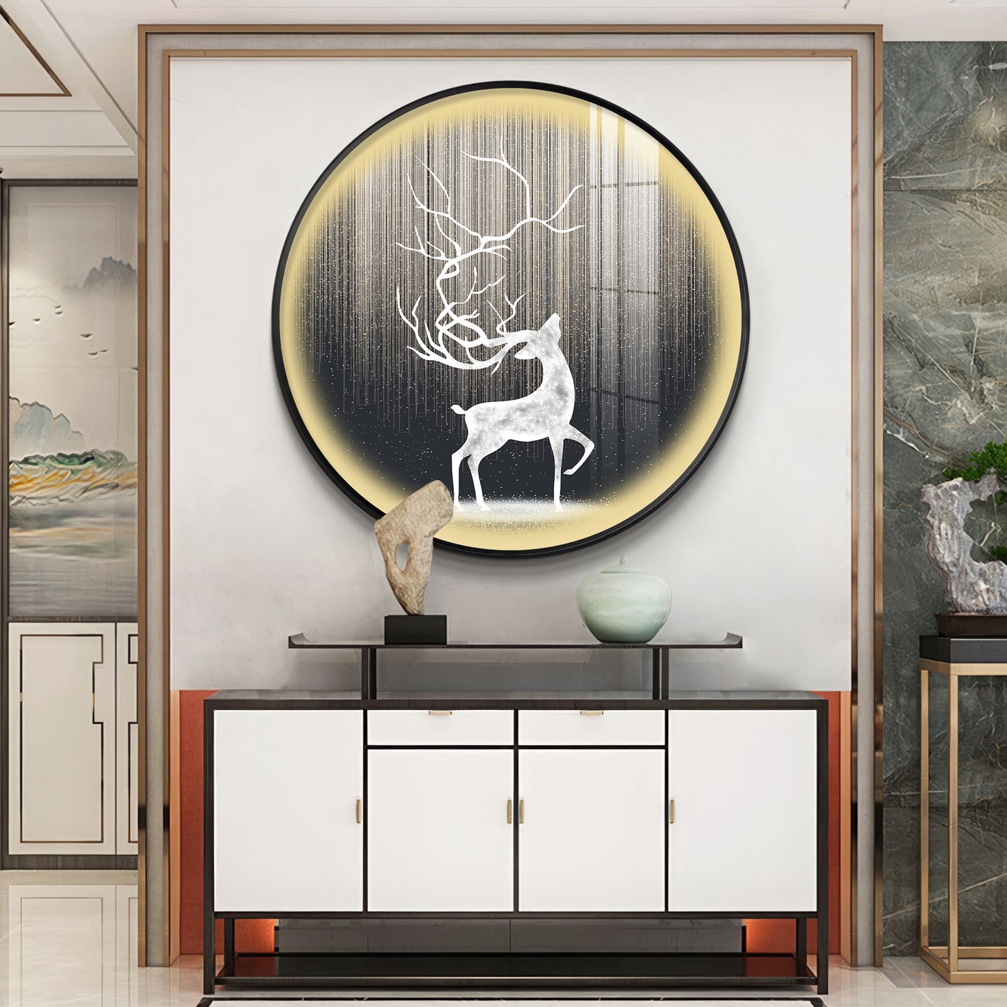 Enchanted Deer Premium Acrylic Round Wall Art