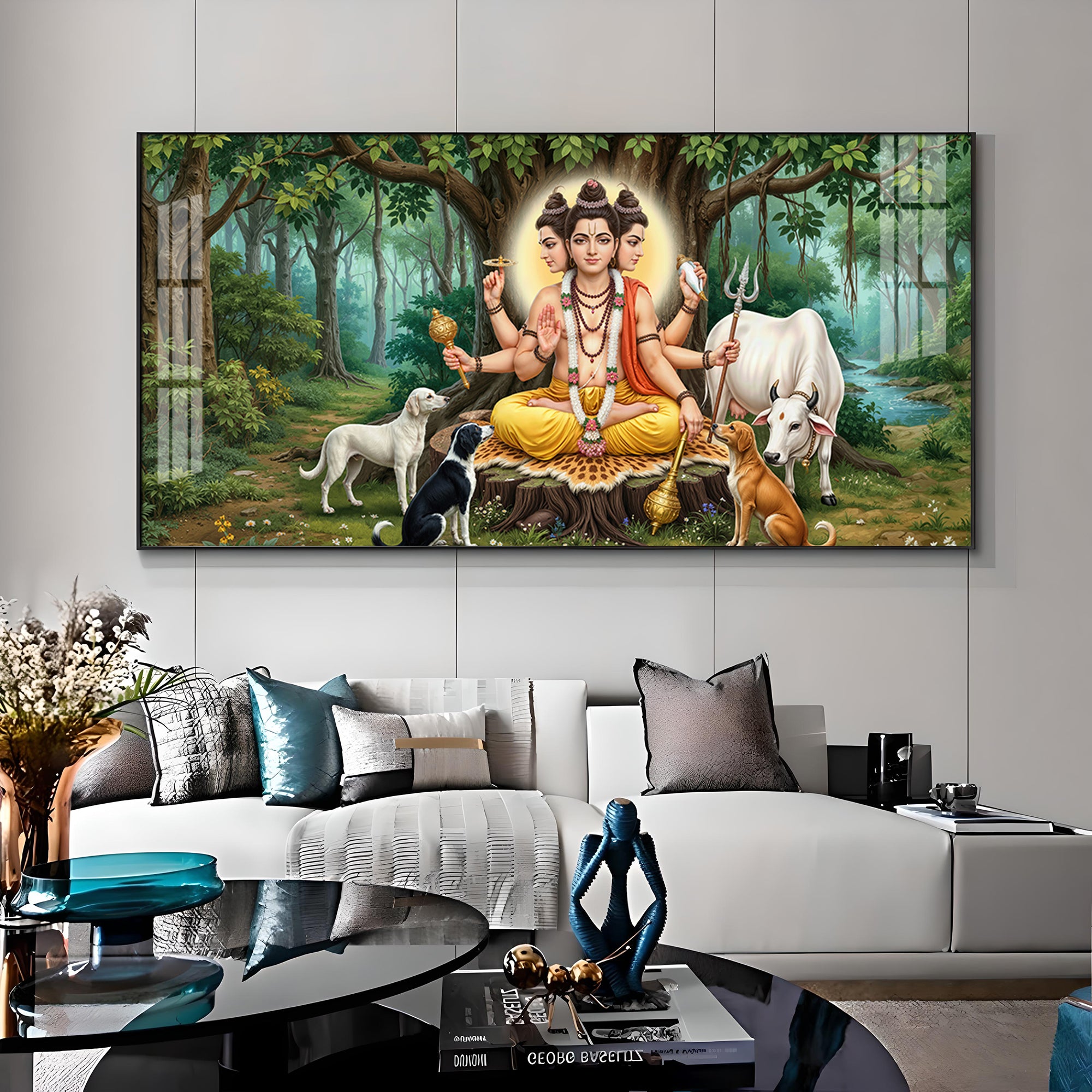 Lord Dattatreya Dattaguru Premium Acrylic Horizontal Wall Art
