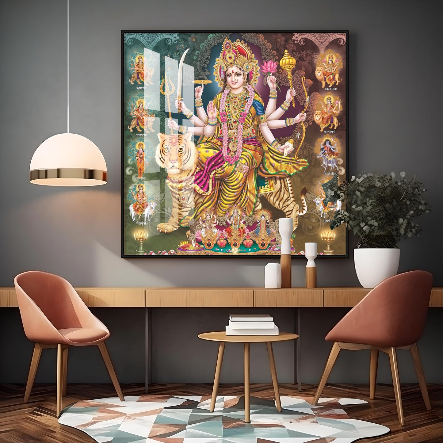Goddess Durga Grace Premium Acrylic Square Wall Art