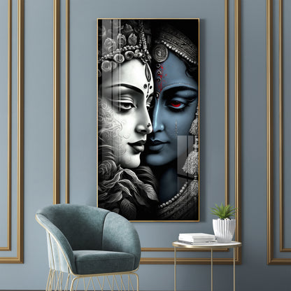 Beautiful Krishna & Radha Premium Acrylic Vertical Wall Art