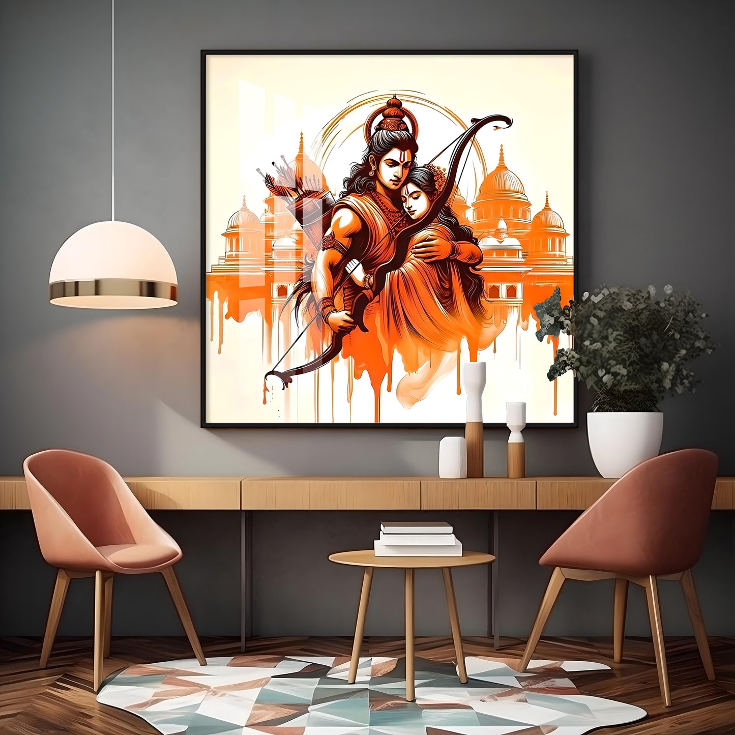 Journey Of Lord Ram and Sita Premium Acrylic Square Wall Art