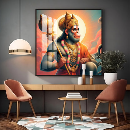 Bajrang Bali Premium Acrylic Square Wall Art