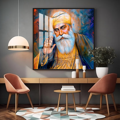 Abstract of Guru Nanak Dev Ji Premium Acrylic Square Wall Art