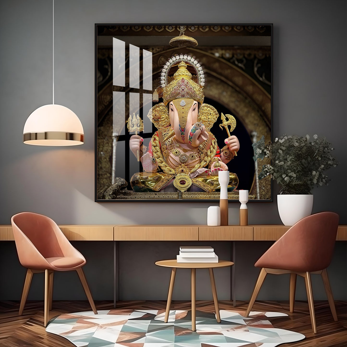 Lord Ganesh Serenity Premium Acrylic Square Wall Art