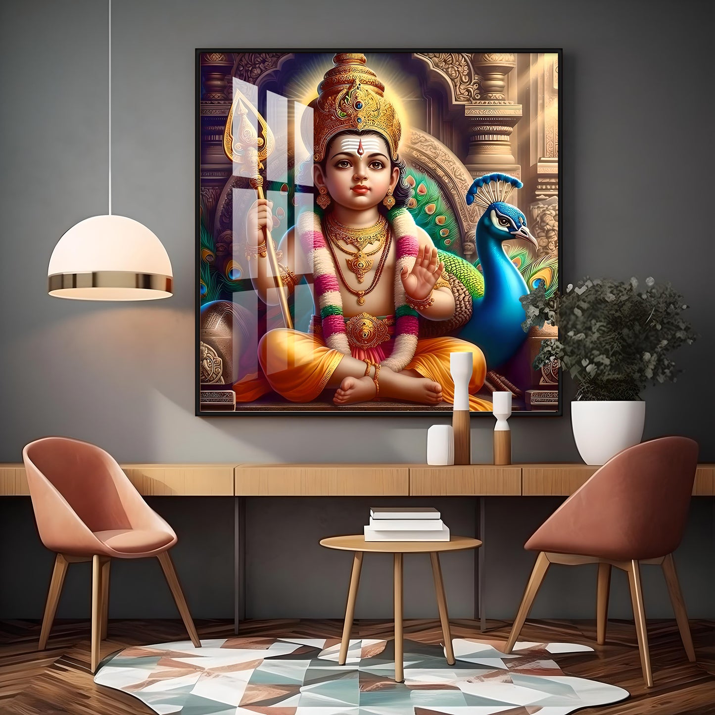 Lord Murugan Premium Acrylic Square Wall Art